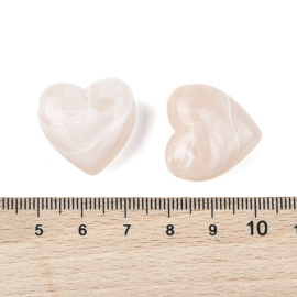 10 x Acryl kralen hart two tone opaque 22 mm – T-geboord – gat 2–2,4 mm – Misty Rose