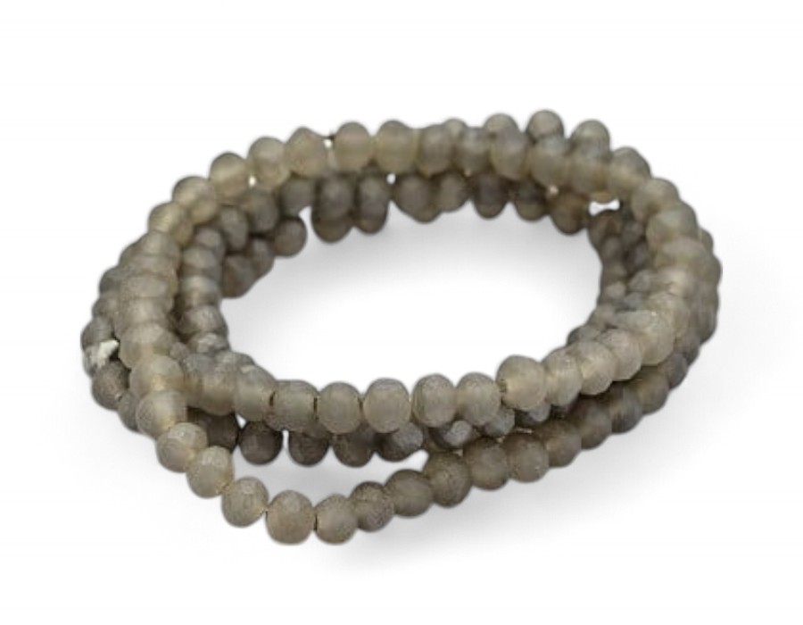 1 x Streng met ca. 146 stuks glaskralen facet rondelle briolette kristal, pearl luster plated – 4 x 3mm, gat 1 mm – Slate Gray