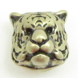 DQ metaal kraal tijger 10mm geel koper kleur gat 1,3mm  (Nikkelvrij)
