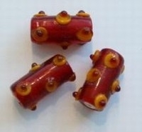 3 x Glaskraal Italiaanse stijl Rood met dots 23 mm