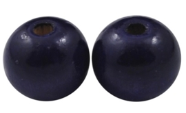 10 x Houten Kralen Rond 12mm gat c.a. 3mm, Indigo paars