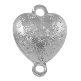 Tussenstuk Crystal glas hartje ♥ 19 x 14 x 6,5 mm oogjes: 2mm Grey