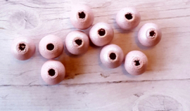 20 x  ronde houten kraal 8mm poeder roze gemeleerd