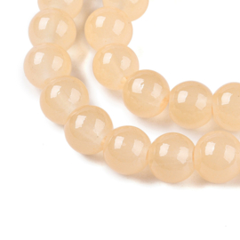 20 x Imitatie jade glaskralen rond 8 x 7 mm – gat 1,2 mm – Navajo White