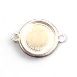 1 x DQ metaal setting 2 ogen antiek zilver voor cabochon tray Ø12mm (Nikkelvrij)