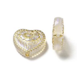 10 x Ornament hartjes kralen 18 x 17 x 6 mm – gat 1,6 mm – wit ♥