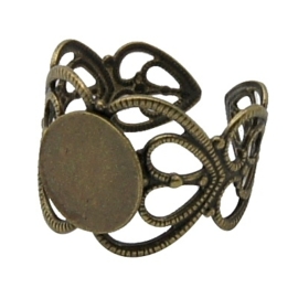 Prachtige verstelbare basis ring, Ø c.a 17mm Ø  tray 8mm  kleur geel koper