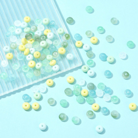 20 x Imitatie jade glaskralen rondelle 6-6,5 x 3,5 mm – gat 1,2-1,4 mm – Mixed Color