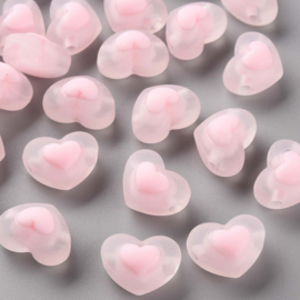 20 x acryl hartkralen – 13 x 17 x 9,5 mm – Ø 2,5 mm – frosted roze