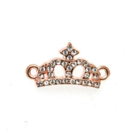 2x Schitterende kroon tussenzetsel met strass rose gold 24 x 13 x 3mm Gat: 2mm