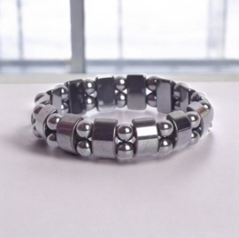 Hematiet armband met elastiek
