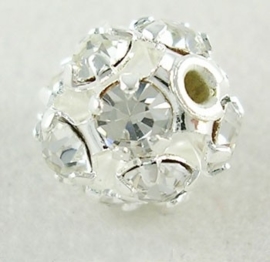 Verzilverde kristal ballen 12mm kristal