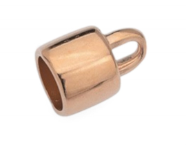 1 x DQ metaal eindkapje rose goud kleur ca. 15 x 11mm Ø8mm, oogje 3mm (Nikkelvrij)