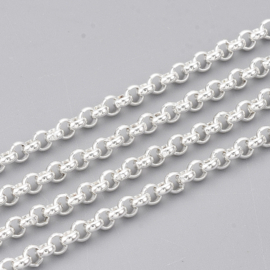 50 cm RVS Jasseron ketting 3 x 1mm Zilver kleur