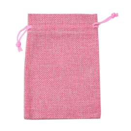 Stoffen cadeauzakje roze c.a.  13,5 x 9cm