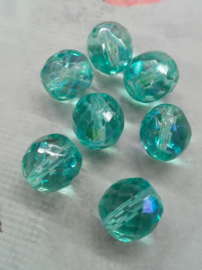 5 x turquoise AB 10mm Gat: 1mm
