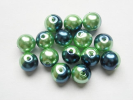 15 stuks tweekleurige glas parels van 10mm Gat: 1,5mm blauw-groen