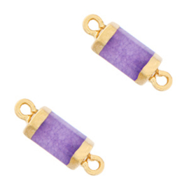 1 x Natuursteen hangers tussenstuk hexagon Soft purple heather-gold Berg Kristal