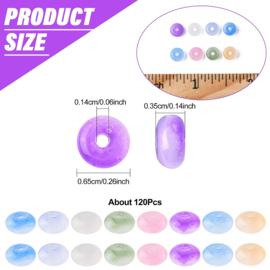 20 x Glaskralen imitatie jade rondelle 6,5 x 3,5 mm – gat 1,4 mm – Mixed Color