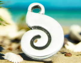 1x DQ metaal hanger nautilus schelp 13mm Ø 1,5mm antiek zilver kleur (Nikkelvrij)