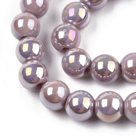 15 x Diamond coated glaskralen 6~6,5 mm, gat: 1,4 mm, Rosy Brown