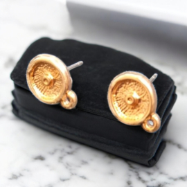 2x DQ metaal oorsteker met oog rose goud kleur ca. 12,5 x 10 x 0,7mm, oogje 1,5mm (Nikkelvrij)