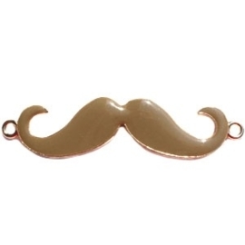 2 x Bedel goud 2 ogen moustache snor  large Bruin ca. 55 x 13 mm