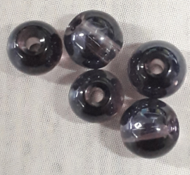20 stuks Glaskraal rond transparant paars 4 mm gat 1mm
