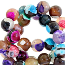 10 x edelsteen kralen rond 8mm agaat Multicolour fuchsia