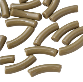 10 x Acryl kralen tube opaque Olive green ca. 32x8mm (gat Ø1.8mm)