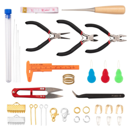 Compleet Starters pakket sieraden maken, sieraden onderdelen, gereedschap en meer! Zilverkleur en goudkleur