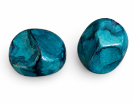 10 x Two tone acryl kralen 21 x 18 x 15 mm – gat 2,3 mm – aqua gemarmerd