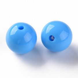 10 x Acryl kralen rond 16 x 15 mm – gat 2,8 mm – Deep Sky Blue
