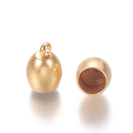 2x RVS metaal eindkapjes 10 x7mm Ø5 mm Goud oogje: 2mm