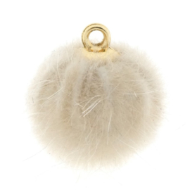 2 x Pompom bedels faux fur 16mm goud creme bruin