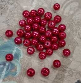 80x prachtige glasparels  6mm Gat: 1mm Appel rood