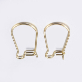 2 x Tarnish Resistant 304 RVS oorbellen haakjes Afm: c.a. 20 x 9~12 x 2,5mm pin: 0,8 mm 18K Gold Plated