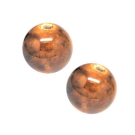 10 x Porceleinen Kraal 6 mm Camelbrown  Ø 1.5 mm