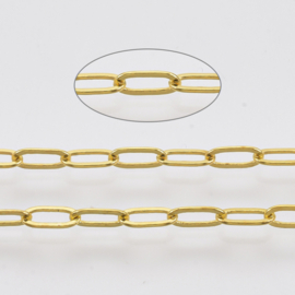 50 cm DQ Paperclip ketting ovaal gesoldeerd 7,6 x 2,6mm x 0,5mm goud (nikkelvrij)