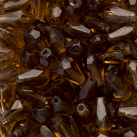 10 x druppel Tsjechische kralen facet kristal 10 x 7mm disc  Kleur: bruin Afm:  Gat: 1mm