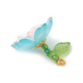 2 x Bloem bedel acryl 17,5 x 18 x 19 mm – gat 1,8 mm – Baltic Sea