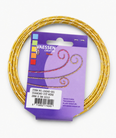 1 rol Vaessen Creative aluminiumdraad diamond cut 2 mm x 5 meter – goudkleur (Nikkelvrij)
