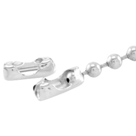 4 x DQ metaal slotje ball chain voor 4.5mm ketting Zilver (Nikkelvrij)