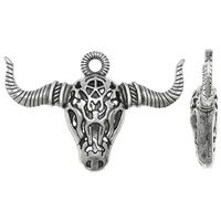 1 stuks tibetaans zilveren bedel van een buffel koe 53 x 35 x 9mm oogje 3mm