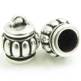 DQ metaal eindkap diameter 6mm antiek zilverkleur oogje 1.5 mm (Nikkelvrij)
