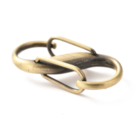 1 x Metalen dubbele S-karabijnhaak 27,5 x 13 x 7 mm – geel koperkleur