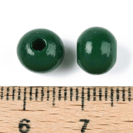 20 x Houten kralen rond 8 x 7 mm – gat 2 mm – Dark Green
