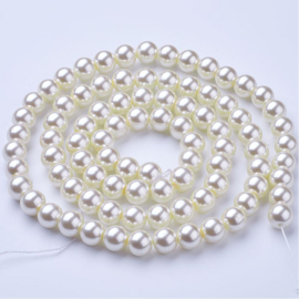 25 x prachtige glasparel kleur: Ivory 10mm gat; 1,3mm