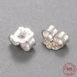 1 paar 925 Sterling zilveren oorbelstoppers 5 x 6 x 3 mm – gat 0,8 mm – zilverkleur