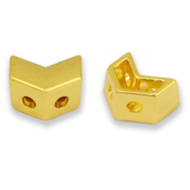 2 x metalen Tile beads arrow Gold  ca. 8x7mm (Ø1.2mm)